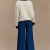 Jen Wide Leg Flare Denim Jeans – Dark Blue Jen Wide Leg Flare Denim Jeans – Dark Blue