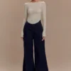 Jen Wide Leg Flare Denim Jeans – Indigo Blue Jen Wide Leg Flare Denim Jeans – Indigo Blue