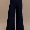 Jen Wide Leg Flare Denim Jeans – Indigo Blue Jen Wide Leg Flare Denim Jeans – Indigo Blue