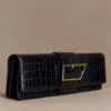 Jessica Faux Leather Crocodile Clutch – Black Jessica Faux Leather Crocodile Clutch – Black