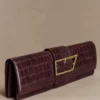 Jessica Faux Leather Crocodile Clutch – Burgundy Jessica Faux Leather Crocodile Clutch – Burgundy