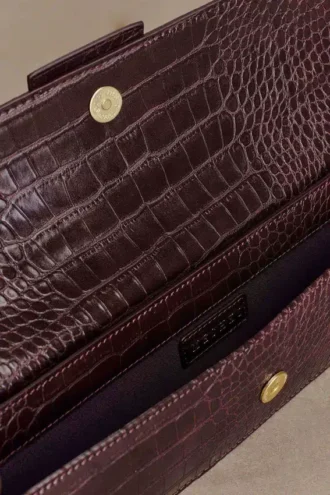 Jessica Faux Leather Crocodile Clutch – Burgundy
