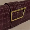 Jessica Faux Leather Crocodile Clutch – Burgundy Jessica Faux Leather Crocodile Clutch – Burgundy