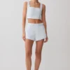 Josephine Cotton Shorts With Waistbands – Ice Blue Josephine Cotton Shorts With Waistbands – Ice Blue