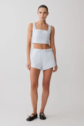 Josephine Cotton Shorts With Waistbands – Ice Blue