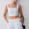 Josephine Cotton Shorts With Waistbands – Ice Blue Josephine Cotton Shorts With Waistbands – Ice Blue