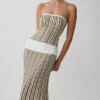 Joyce Stripe Maxi Knit Dress – Khaki/Ivory