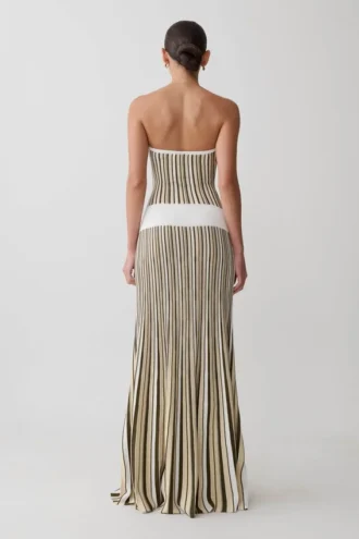 Joyce Stripe Maxi Knit Dress – Khaki/Ivory Joyce Stripe Maxi Knit Dress – Khaki/Ivory
