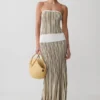 Joyce Stripe Maxi Knit Dress – Khaki/Ivory