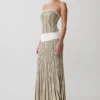 Joyce Stripe Maxi Knit Dress – Khaki/Ivory