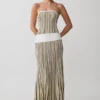 Joyce Stripe Maxi Knit Dress – Khaki/Ivory