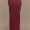 Judy Slinky And Mesh Maxi Skirt – Wine