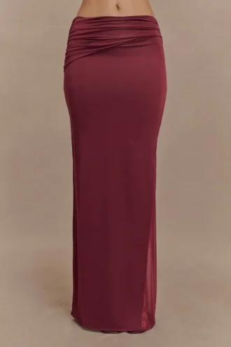 Judy Slinky And Mesh Maxi Skirt – Wine Judy Slinky And Mesh Maxi Skirt – Wine