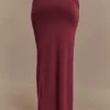 Judy Slinky And Mesh Maxi Skirt – Wine