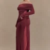 Judy Slinky And Mesh Maxi Skirt – Wine