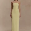 Kalila Strapless Crepe Maxi Dress – Lemon Kalila Strapless Crepe Maxi Dress – Lemon