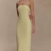 Kalila Strapless Crepe Maxi Dress – Lemon Kalila Strapless Crepe Maxi Dress – Lemon