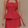 Kallie Linen Peplum Halter Top – Burnt Rose Kallie Linen Peplum Halter Top – Burnt Rose