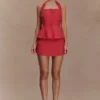 Kallie Linen Peplum Halter Top – Burnt Rose Kallie Linen Peplum Halter Top – Burnt Rose