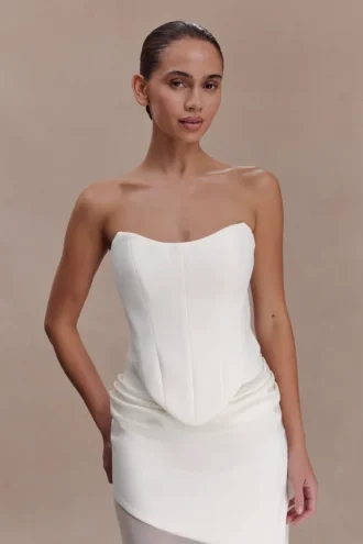 Karina Strapless Scuba Corset – White Karina Strapless Scuba Corset – White