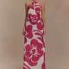 Katalina Chiffon Cowl Halter Top – Red Deco Fleur Print Katalina Chiffon Cowl Halter Top – Red Deco Fleur Print