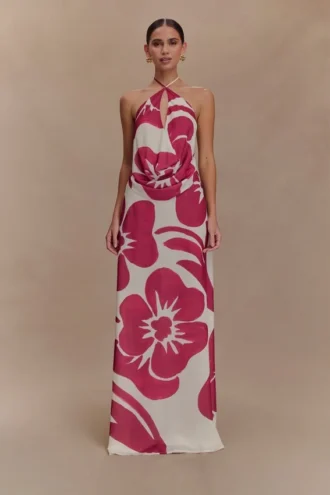 Katalina Chiffon Maxi Skirt – Red Deco Fleur Print Katalina Chiffon Maxi Skirt – Red Deco Fleur Print