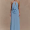 Katalina Chiffon Cowl Halter Top – Sky Blue Katalina Chiffon Cowl Halter Top – Sky Blue