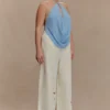Katalina Chiffon Cowl Halter Top – Sky Blue Katalina Chiffon Cowl Halter Top – Sky Blue