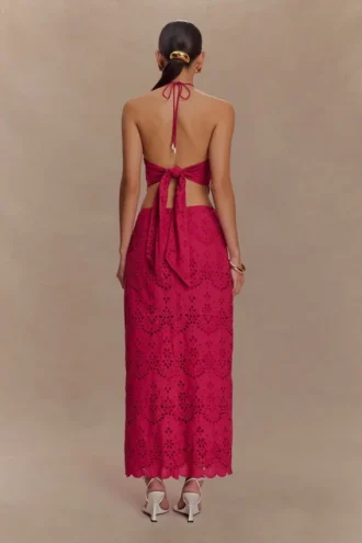 Kensley Broderie Midi Skirt – Dragonfruit