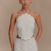 Kensley Broderie Halter Top – White Kensley Broderie Halter Top – White