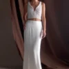 Khloe Satin Fishtail Maxi Skirt – White Khloe Satin Fishtail Maxi Skirt – White