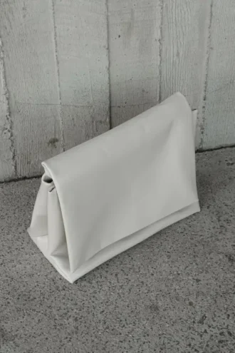 Kiera Faux Leather Oversized Clutch – Ivory