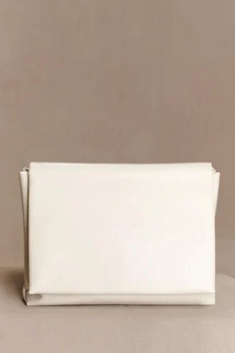 Kiera Faux Leather Oversized Clutch – Ivory
