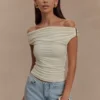 Kinsley Slinky Top With Hardware – Ivory Kinsley Slinky Top With Hardware – Ivory