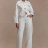 Kirra Cinched Denim Jacket – White Kirra Cinched Denim Jacket – White