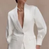 Kylie Oversized Satin Blazer – Ivory Kylie Oversized Satin Blazer – Ivory
