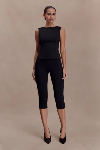 Kyra Open Back Scuba Crepe Top – Black Kyra Open Back Scuba Crepe Top – Black