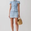 Lakoda Cuffed Denim Mini Skirt – Washed Light Blue
