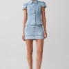 Lakoda Cuffed Denim Mini Skirt – Washed Light Blue