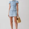 Lakoda Cuffed Denim Mini Skirt – Washed Light Blue