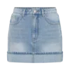 Lakoda Cuffed Denim Mini Skirt – Washed Light Blue