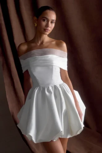 Lauretta Off Shoulder Mini Dress – White