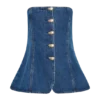 Lennox Strapless Long Line Button Top – Dark Blue Lennox Strapless Long Line Button Top – Dark Blue
