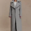 Levi Long Trench Wool Coat – Grey Marle Levi Long Trench Wool Coat – Grey Marle