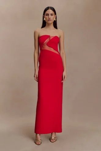 Lianne Strapless Maxi Dress – Red