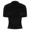 Linh Slinky High Neck Gathered Top – Black