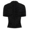 Linh Slinky High Neck Gathered Top – Black