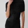Linh Slinky High Neck Gathered Top – Black