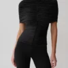Linh Slinky High Neck Gathered Top – Black