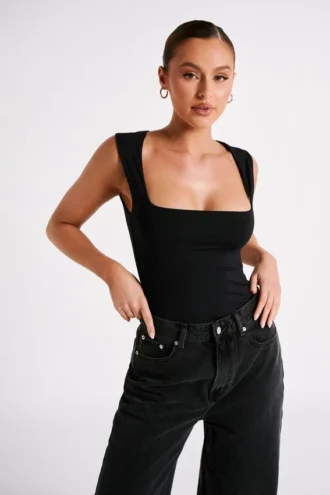 Linley Recycled Nylon Long Line Top – Black